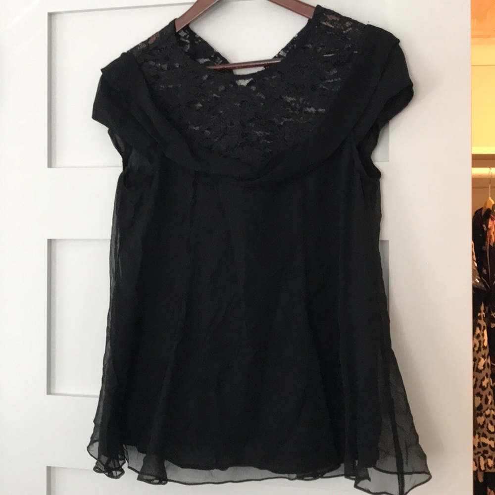 Nanette lepore black lace detail blouse